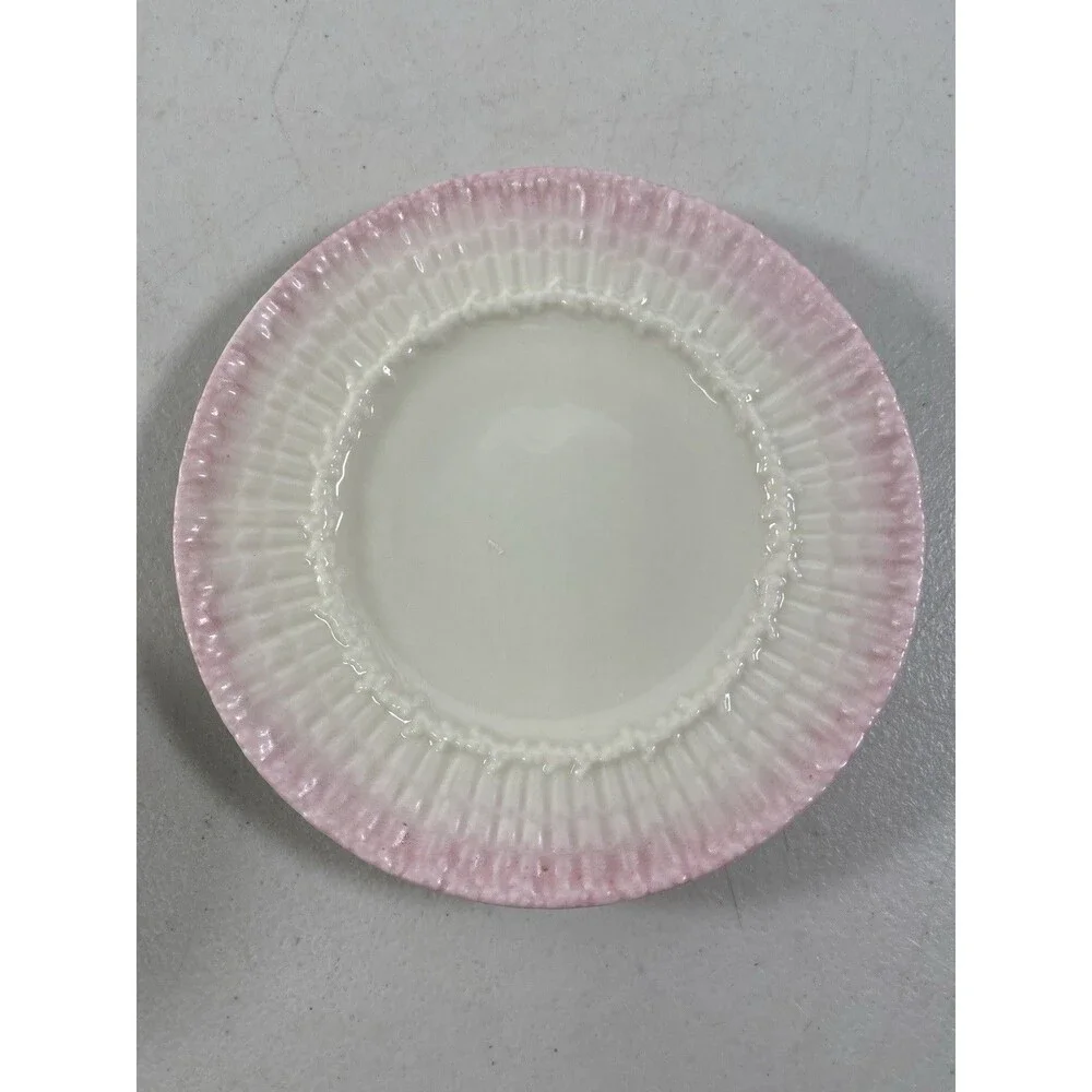 Antique Belleek Black Mark Pink Porcelain Cup & Saucer #770